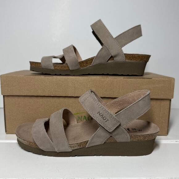 NAOT Kayla Nubuck Suede Wedge Women's Sandals Slingback Sz 36 = US 5-5.5 Wide - Picture 2 of 11